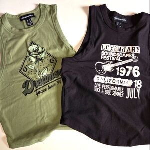 Streetwear Society Green and Black Tank Tops Size Medium